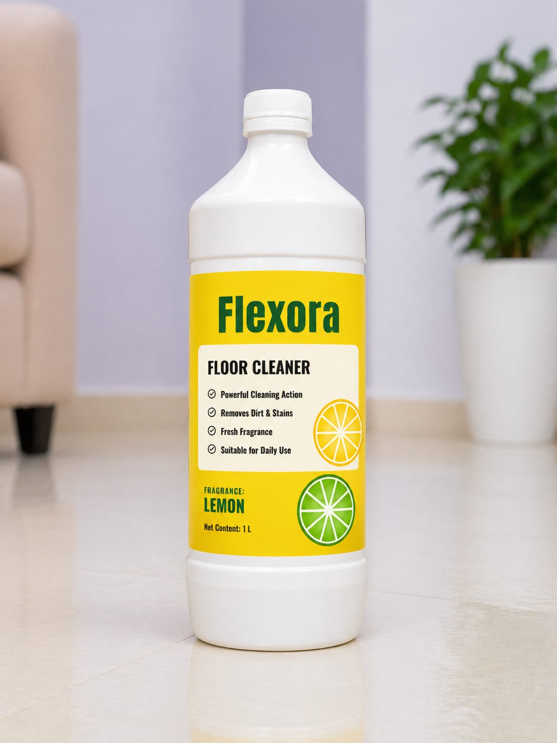 Flexora Lemon Floor Cleaner Bottle